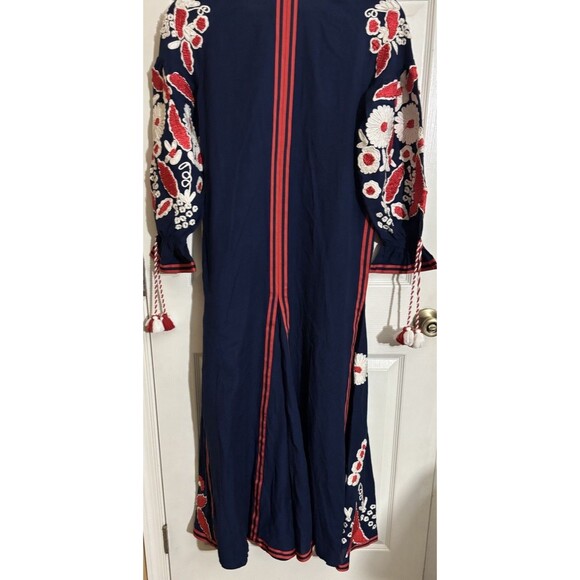 NWT Frances Valentine Geraldine Cotton Embroidery Floral Navy Red Dress Size XS - Picture 10 of 16